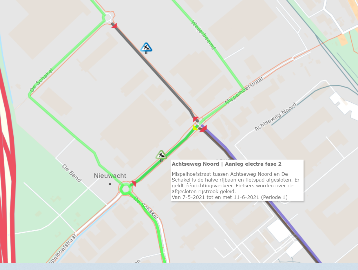 Wegwerkzaamheden richting milieustraat Acht