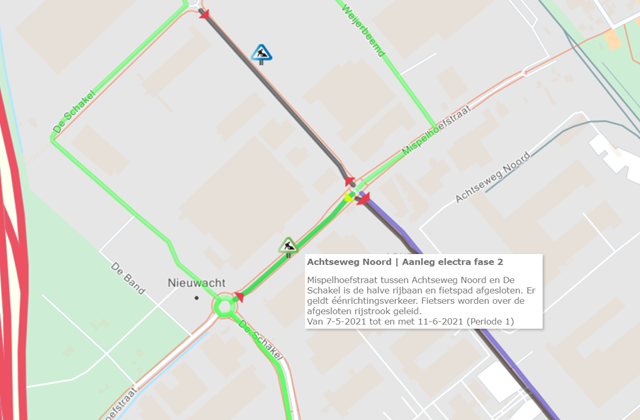 Wegwerkzaamheden richting milieustraat Acht